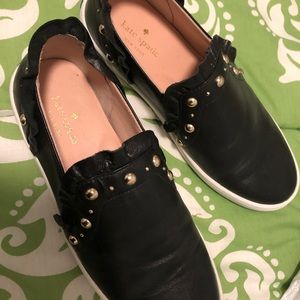 Black Kate Spade Studded Slip-Ons